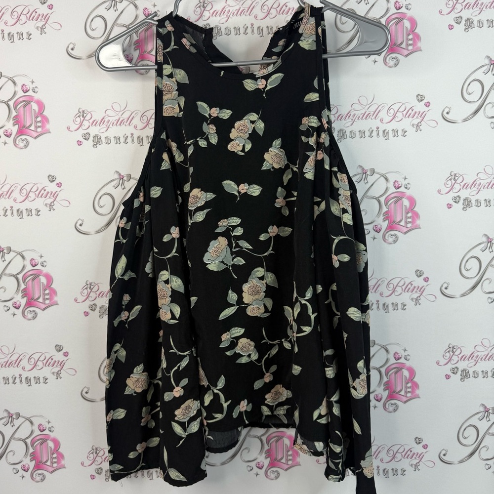 Lucca long sleeve cold shoulder open shoulder flowers Chic Floral Blouse